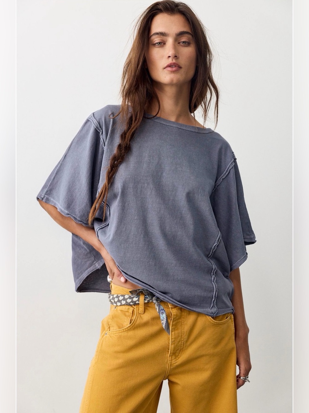 Free People We The Free Next Level Tee in Night Shadow Blue Sizes XS & Med NWT - Picture 4 of 8